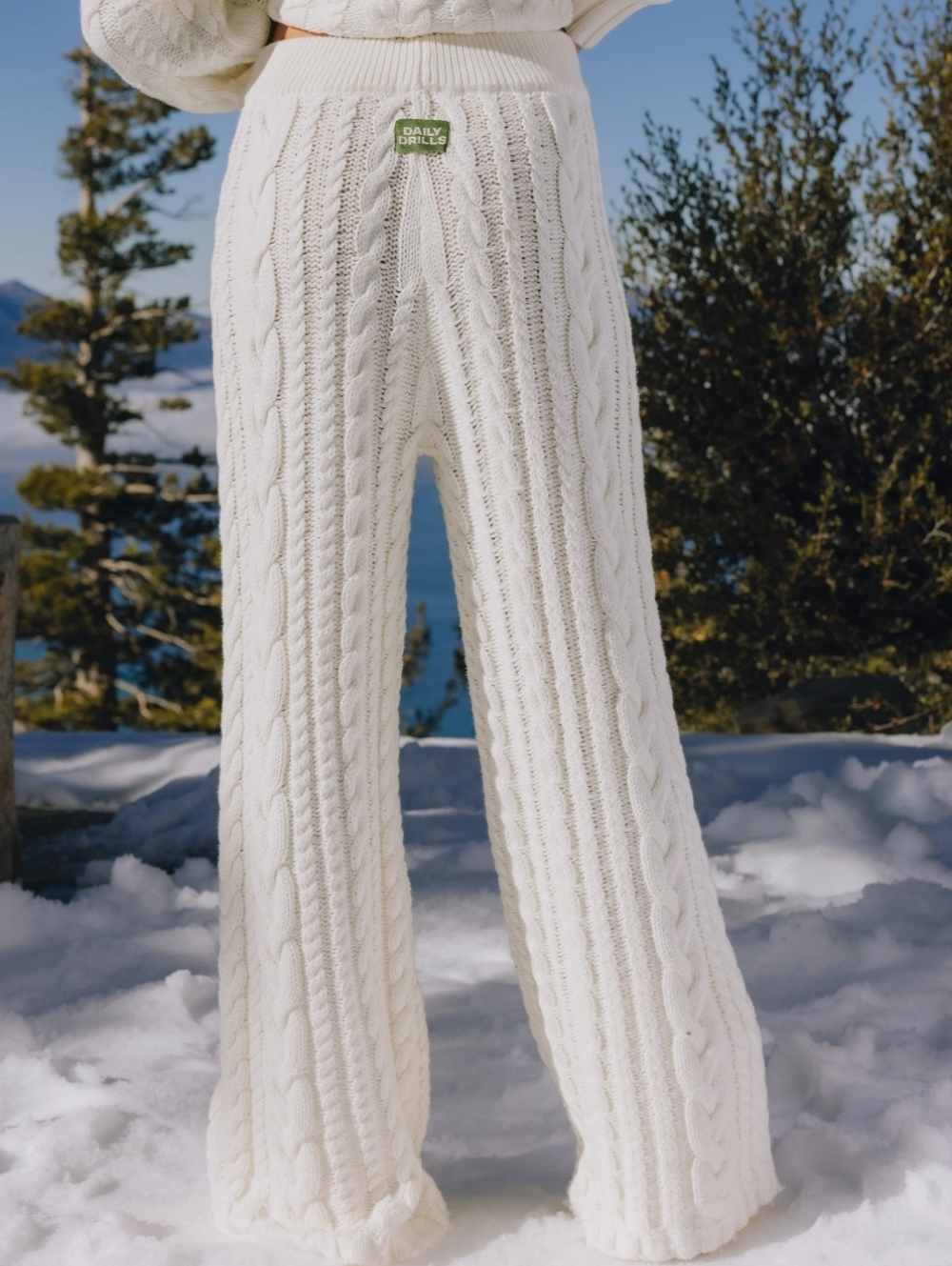 Daily Drills Cable Knit Resort Pants In Cream